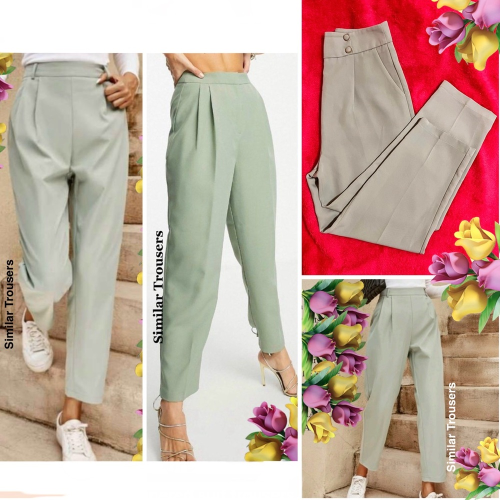 Korean Style Trendy trouser pants Cropped Pants ankle Dress pants high waist M